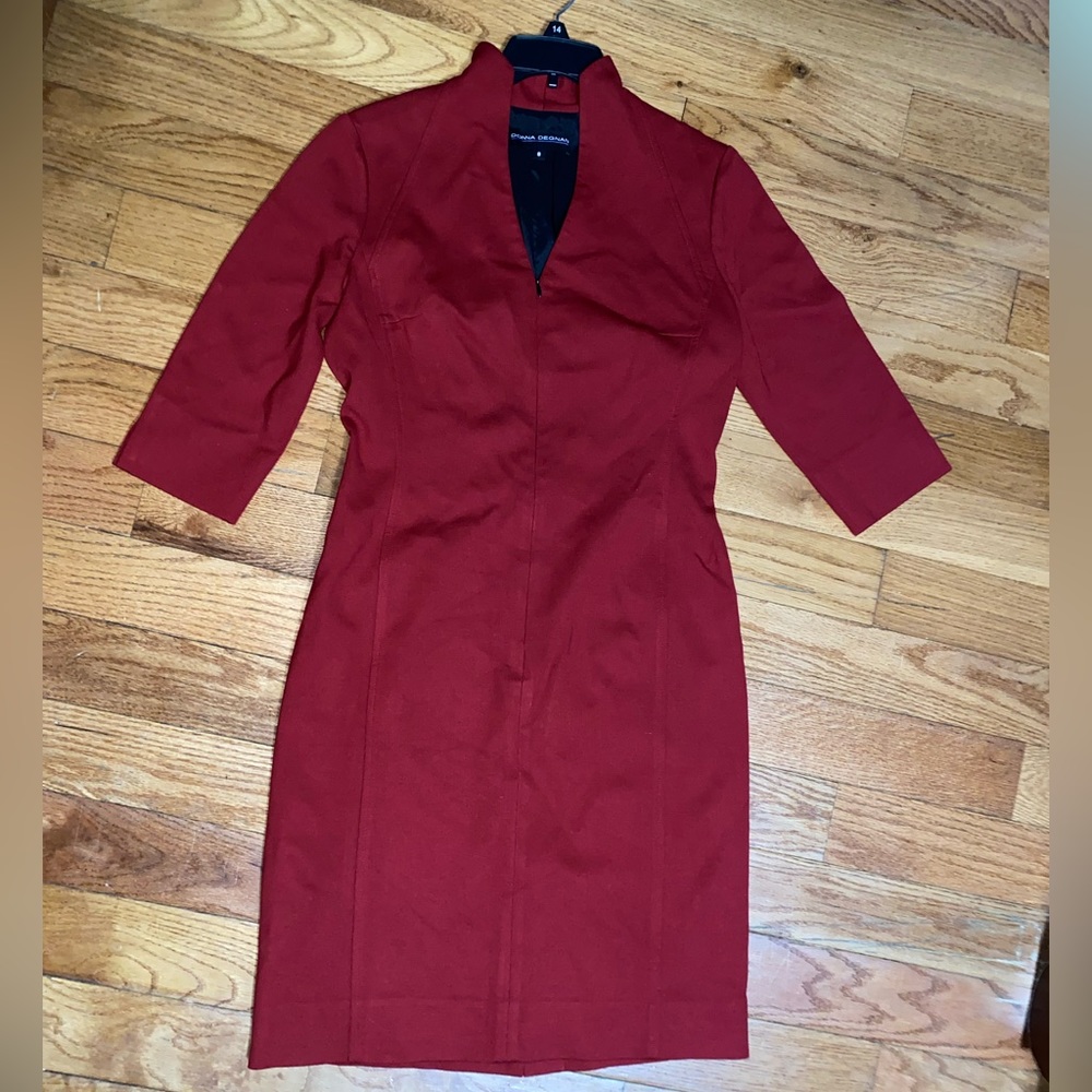 Red half sleeve midi dress